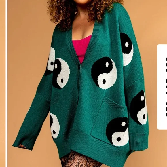 Dressed in LaLa main character energy oversized yin and yang cardigan - Picture 1 of 3